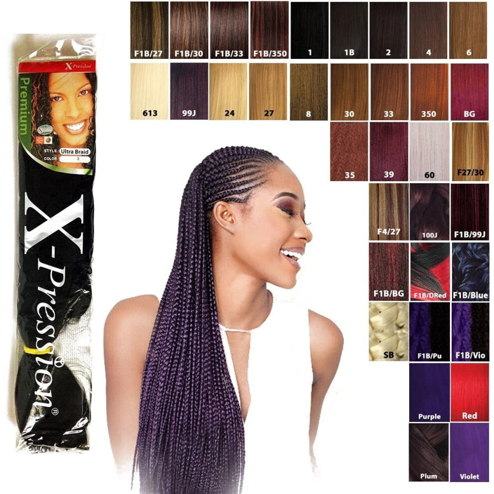 X-Pression Ultra Braid Artificial Hair Extension #1B Approx. 210Cm (6 Pcs Offer)