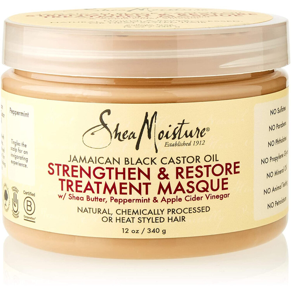 Shea Moisture amaican Black Castor Oil Strengthen Grow and Restore Treatment Masque, 12oz