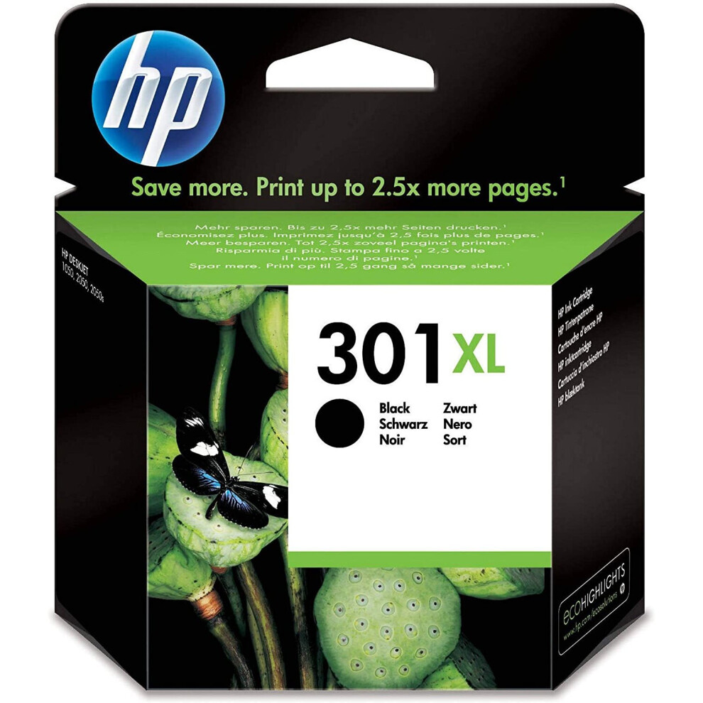 HP CH563EE 301XL High Yield Original Ink Cartridge, Black, Single Pack