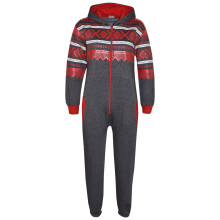 (5-6 Years, Charcoal & Red) Girls Boys Aztec Snowflake A2Z Onesie One Piece