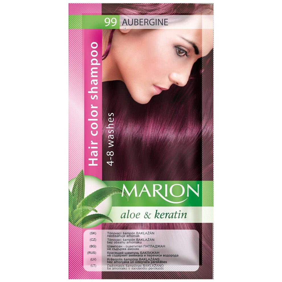 Marion Hair Color Shampoo in Sachet Lasting 4-8 Washes - 99 â Aubergine