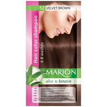 Marion Velvet Brown Hair Color Shampoo Sachet (4-8 Washes) - Safe Direct Dye, No Ammonia or Peroxide, Aloe for Shine & UV Protection