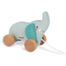 Janod Walk Wooden Elephant-Pull-Along Learning and Early Years Toys-Teaches Motor Skills and Imagination-WWF Partnership-FSC Certified-from The Age of