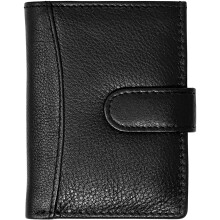 RAS Men Women Soft Genuine Leather Credit Card Holder Wallet with A Banknote Compartment 601 Black