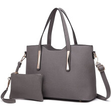 Miss Lulu Fashion Ladies Pu Saffiano Leather Top Handle Bags 2 Pieces Tote Shoulder Handbags for Women (Grey)