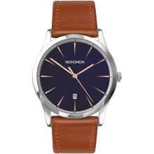 Sekonda Mens Quartz Watch, Analogue Classic Display and Tan PU Strap 1559.27