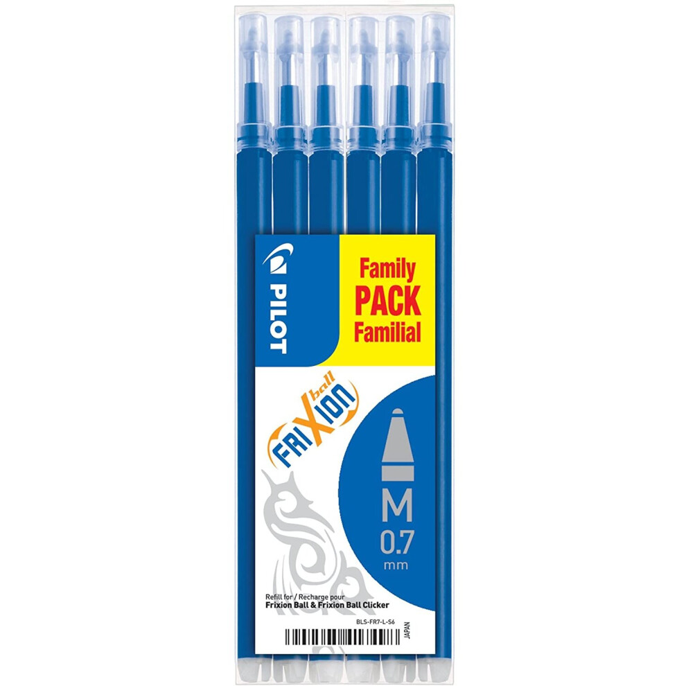 Frixion Blue 0.7 Mm Tip Pilot Refill For Rollerball Pen - (Pack Of 6)