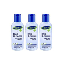 Malibu Aquasan Anti-Bacterial Hand Cleanser Sanitiser 100ml Alcohol Gel 3 Pack