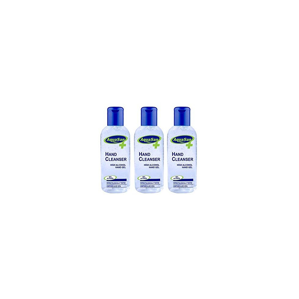 Brightretail Malibu Aquasan Anti-Bacterial Hand Cleanser Sanitiser 100Ml Alcohol Gel 3 Pack