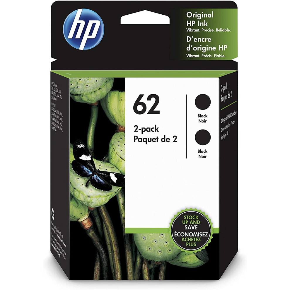 HP 62 | 2 Ink Cartridges | Black | C2P04AN