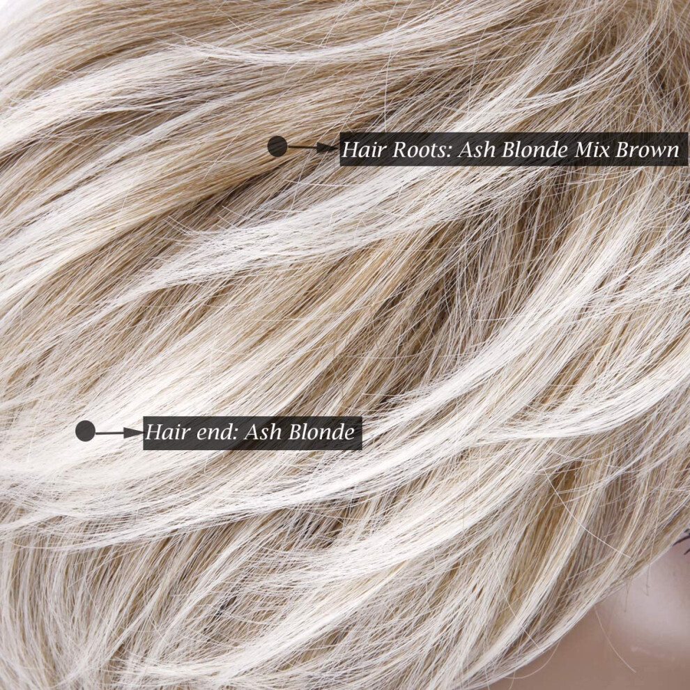 Queentas Unisex Brown Mixed Blonde Color Short Layer Nature Hair With Bangs Synthetic Wig Heat Resistant Full Wigs For Womenâ And Girls