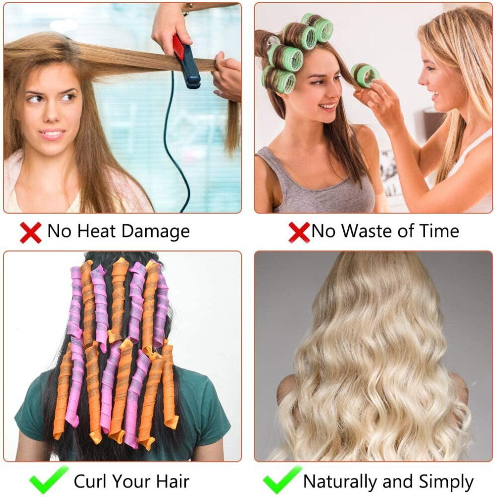 URAQT Hair Rollers for Long Hair 55cm Spiral Curlers No Heat Hair Curlers Styling Kit with Styling Hooks DIY Hairstyle Styling Tools for Women on OnBuy