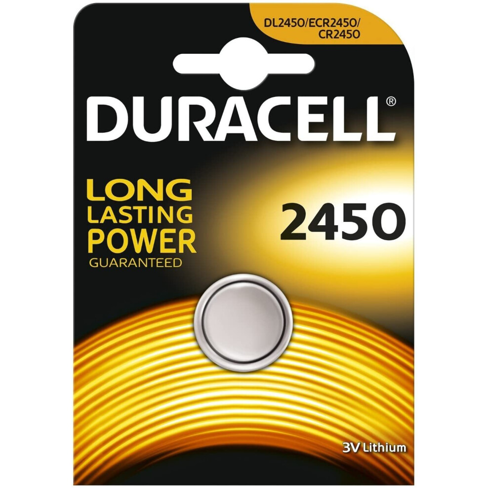 Two (2) X Duracell CR2450 Lithium Coin Cell Battery 3v Blister Packed