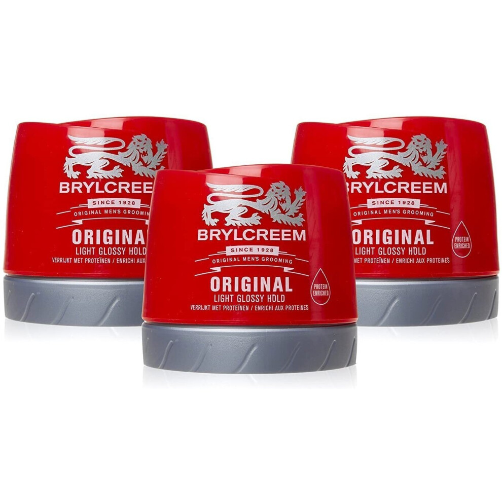 3 X Brylcreem Original Hair Dressing Cream Red Tub Mens Styling Cream 250ml