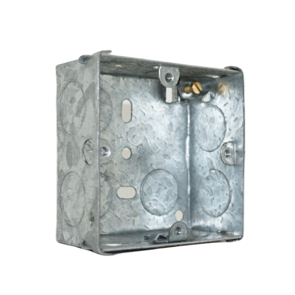 Single 1 Gang Metal Steel Pattress Back Box 25Mm Electrical Wall Socket 3713794192680