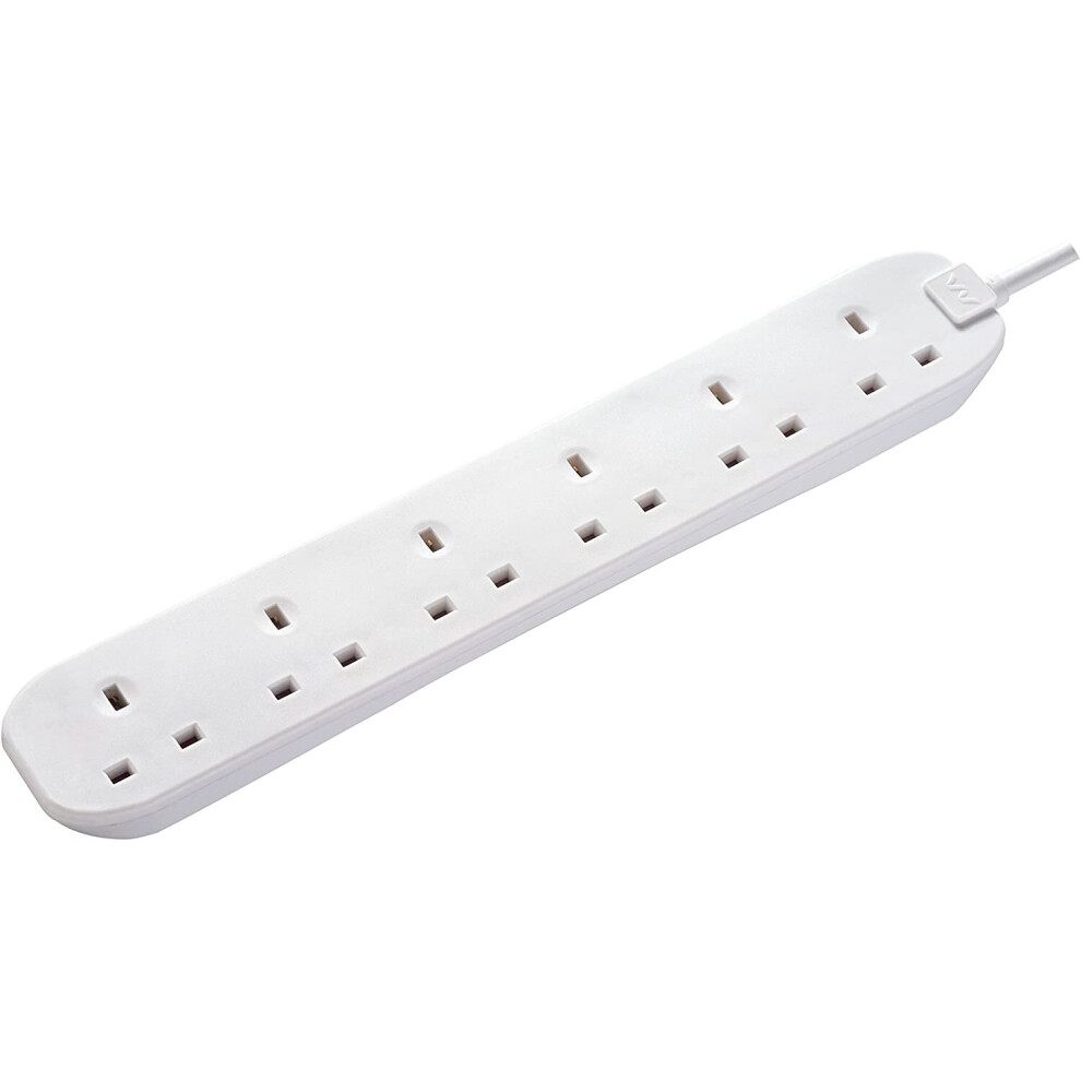 Masterplug Six Socket Extension Lead, 3 Metre Cable, Unswitched, 6-Way Plug Extension Cable, Power Strip, Basic Power, White, 13A, 6G, 3m, BSG3N - Image 7