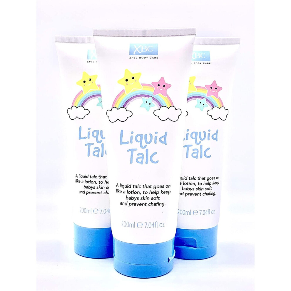 XBC Liquid Talc Bundle - 3 x 200g Tubes. A Liquid Talc That Goes On Like A Lotion. Keeps Babys Skin Soft and Prevents Chafing