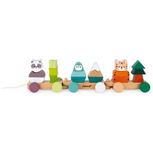 Janod Train-La Balade des Animaux-Wooden Activity Toy-to Develop Fine Motor Skills, Learn Colours-Water Based Paint-WWF Partnership-FSC Certified-from