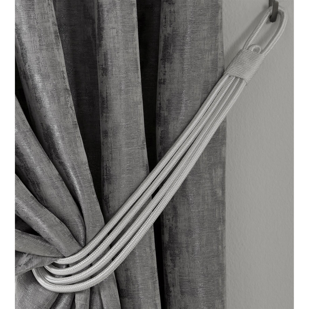 (3.5cm x 80cm, Silver) Charlotte Rope Curtain Tie/Holdback - Single