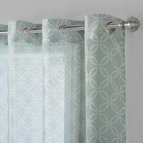 (150cm x 229cm, Sage) Harp Eyelet Voile Curtains - Pair 2