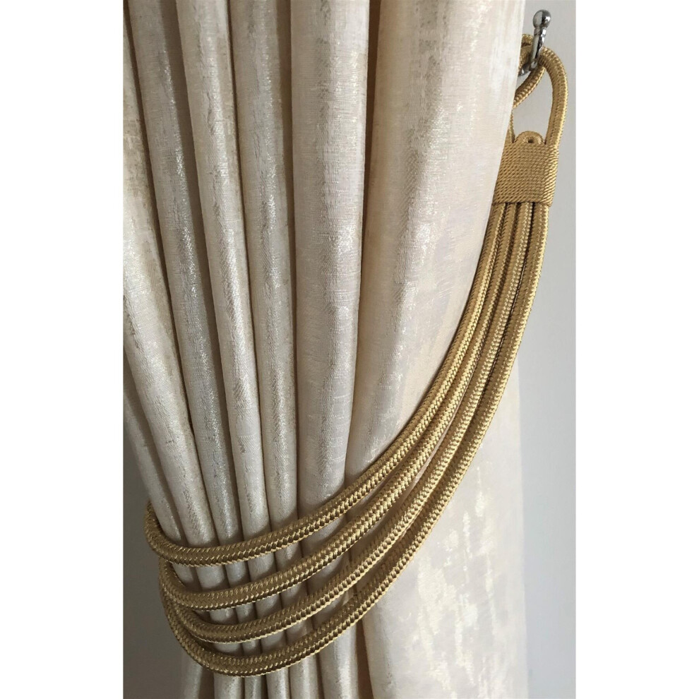 (3.5cm x 80cm, Gold) Charlotte Rope Curtain Tie/Holdback - Single