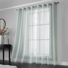 (150cm x 229cm, Sage) Harp Eyelet Voile Curtains - Pair