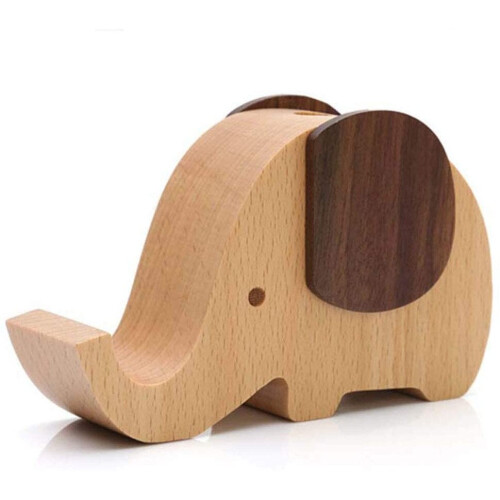 Yoillione Wooden Pen Phone Stand Elephant Phone Holder Animal