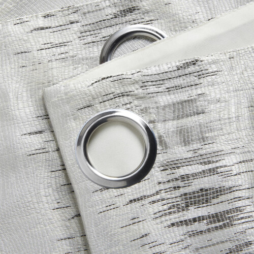 (168cm x 137cm, Silver) Reflection Fully Lined Eyelet Ring Curtains Pair 1