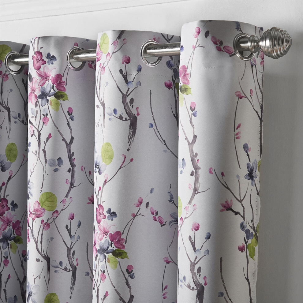 (168cm x 183cm, Multicoloured) Akura Room Darkening Eyelet Curtains - Pair