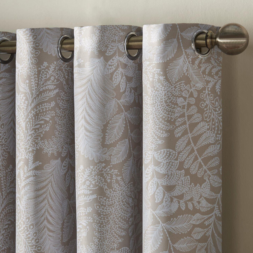 (229cm x 229cm, Cream) Fern 95% Blackout Eyelet Curtains - Pair-image-OPC-P8VYHVK-NEW