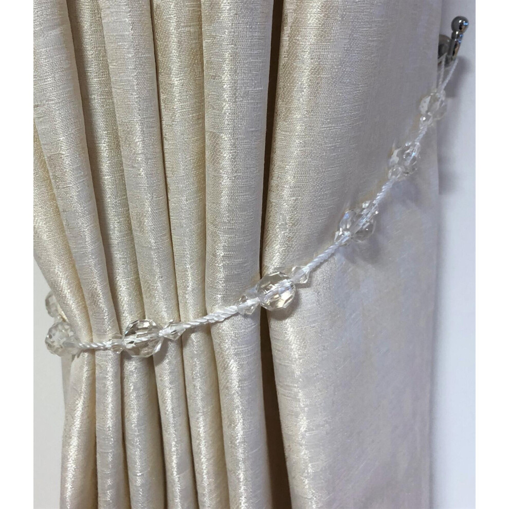 (1.5cm x 70cm, Crystal) Bead and Rope Twinkle Curtain Tie/Holdback - Pair