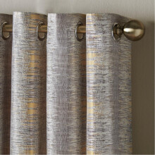 (117cm x 183cm, Ochre) Reflection Fully Lined Eyelet Ring Curtains Pair