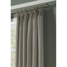 (117cm x 137cm, Silver) 95% Blackout Pencil Pleat Taped Top Curtains Pair