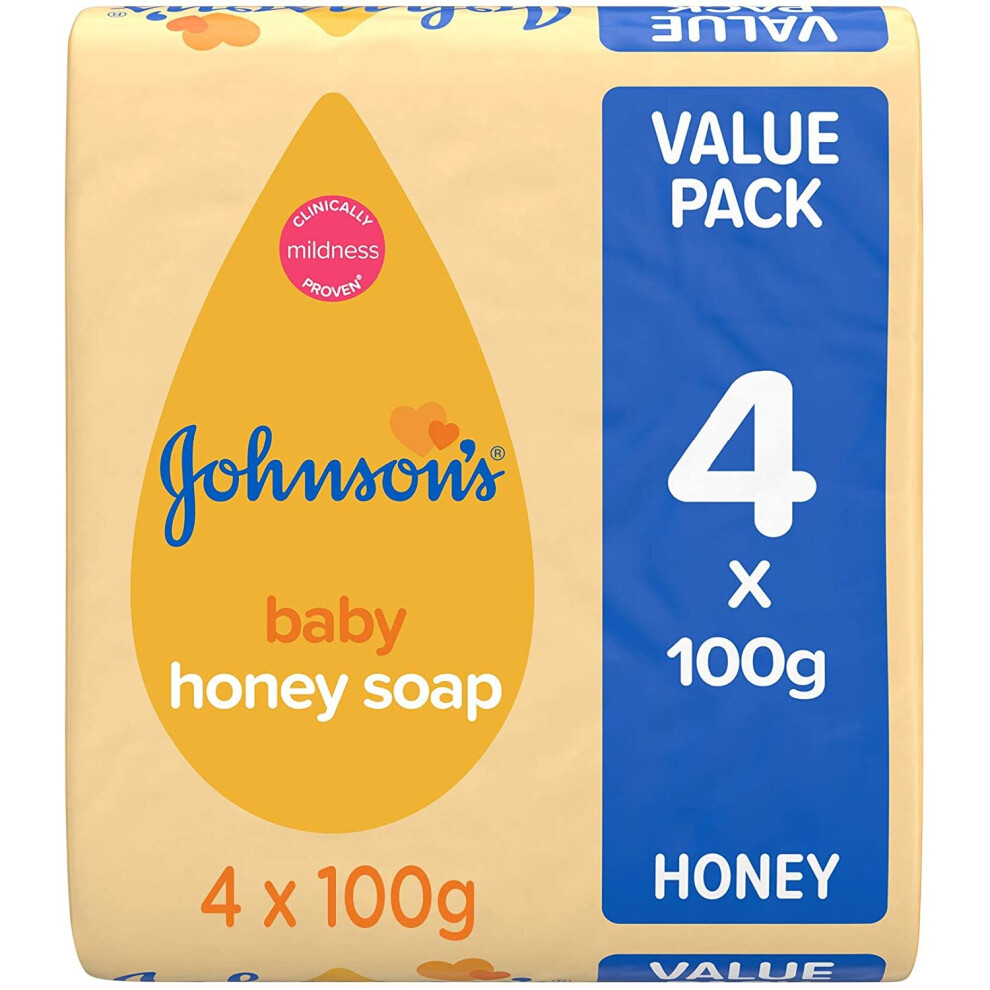 JOHNSON'S Baby Honey Soap 100g 4 pack â Ideal for Babies' Delicate Skin