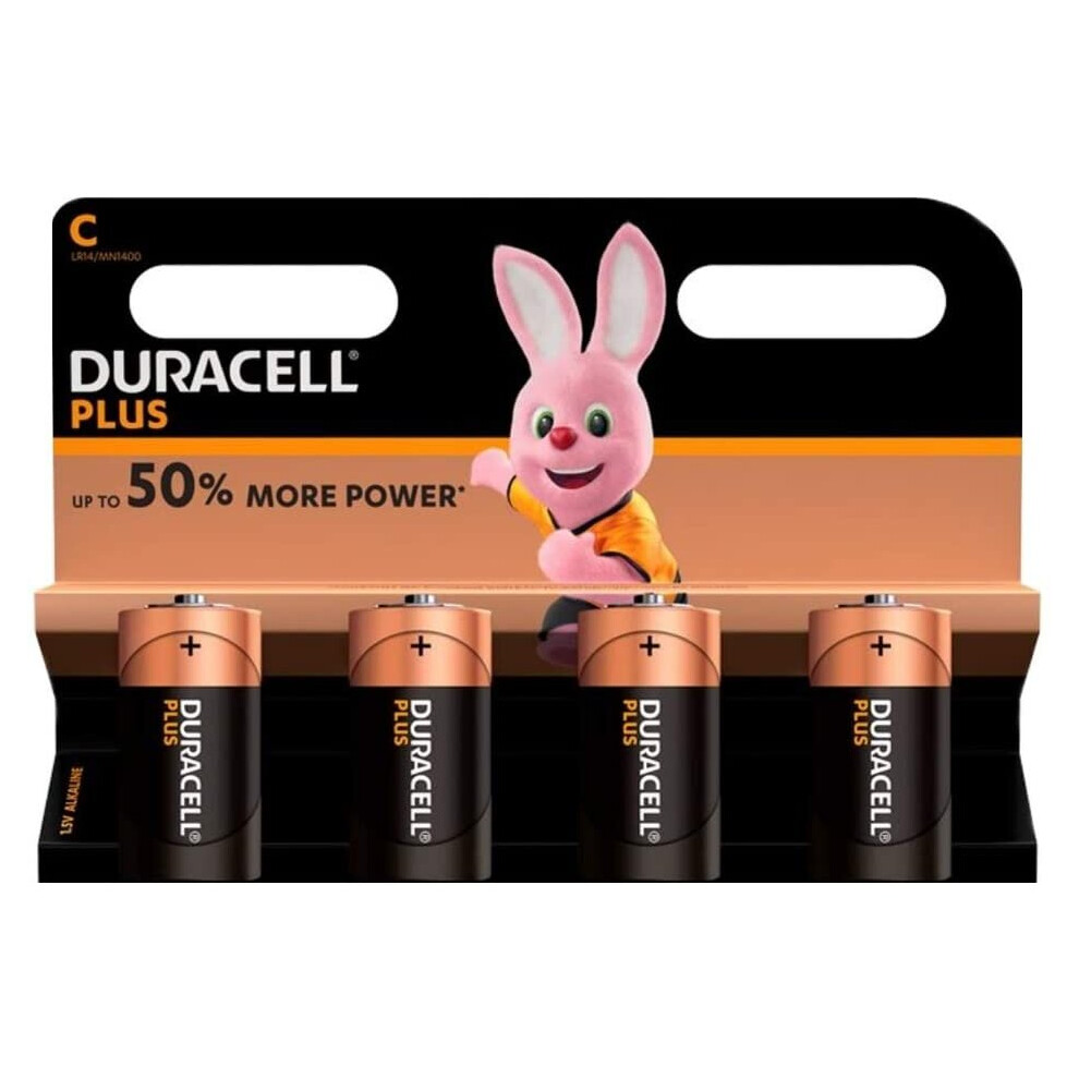 Duracell Plus MN1400 Alkaline C Batteries - 4-Pack