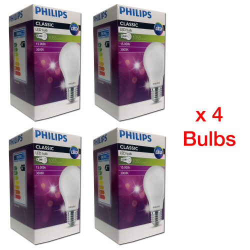 Philips Philips E27 8.5W (75W) classic LED bulb, 3000K warm white -  (4pk)