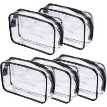 5 Pcs Cosmetic Bags, Clear PVC Makeup Bag with Zipper, Portable Transparent Toiletry Bags, Carry Travel Zippered Pouch Bags for Business Travel,