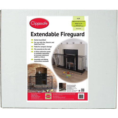 Clippasafe Extendable Fireguard, Black
