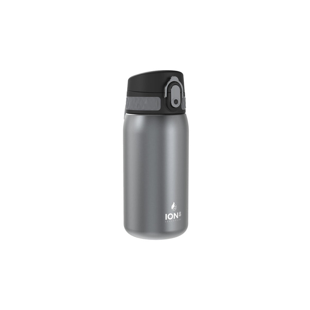 (Grey) Ion8 Leak Proof Steel Water Bottle, Vacuum Insulated, 320ml