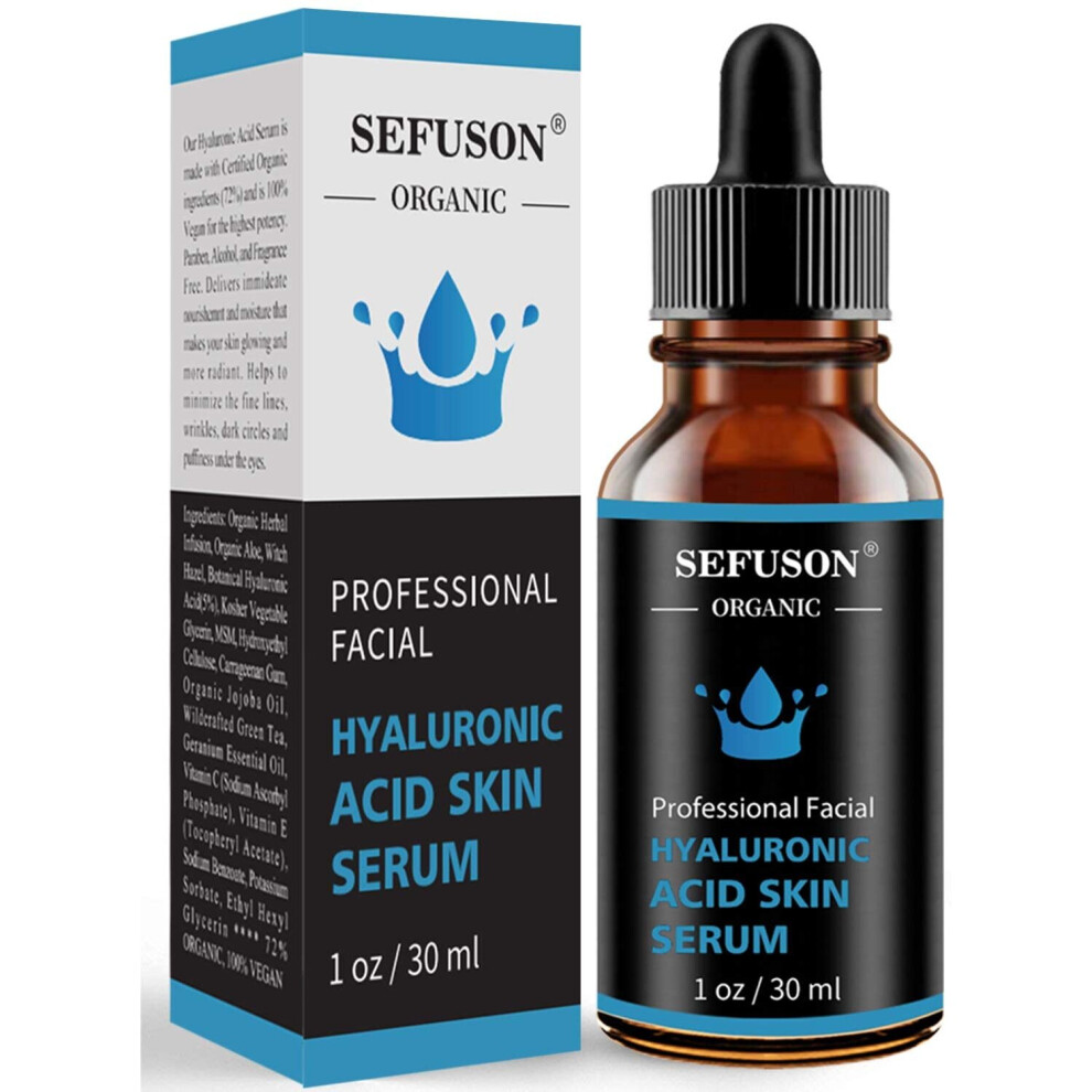 Hyaluronic Acid Serum, Best Pure Hyaluronic Acid Moisturiser for Face, Anti Ageing & Anti Wrinkle Moisturiser Hyaluronic Acid Serum, Fine Lines &