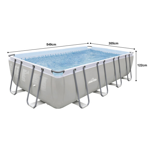Dellonda Dellonda 18ft Deluxe Steel Frame Swimming Pool | Rectangular with Filter Pump DL22 2
