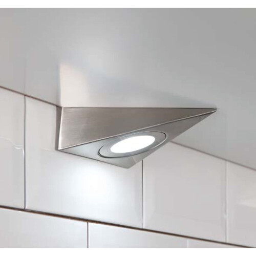 Leyton Lighting 20w 12v halogen triangle downlight under shelf light stainless steel 1