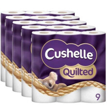 Cushelle Quilted 9 Roll Toilet Roll Tissue Paper (5 Packs (45 Rolls))