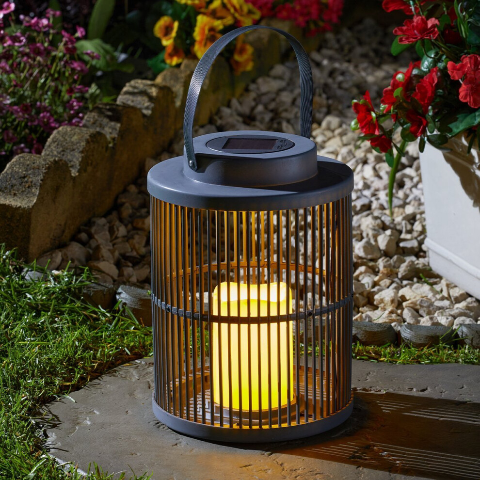 24cm Solar Power Outdoor Hanging LED Candle Lantern | Garden Decor