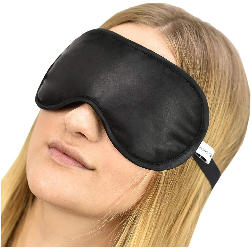 Jasmine Silk Black 100% Pure Silk Filled Eye Mask/Sleeping Mask Sleep Mask