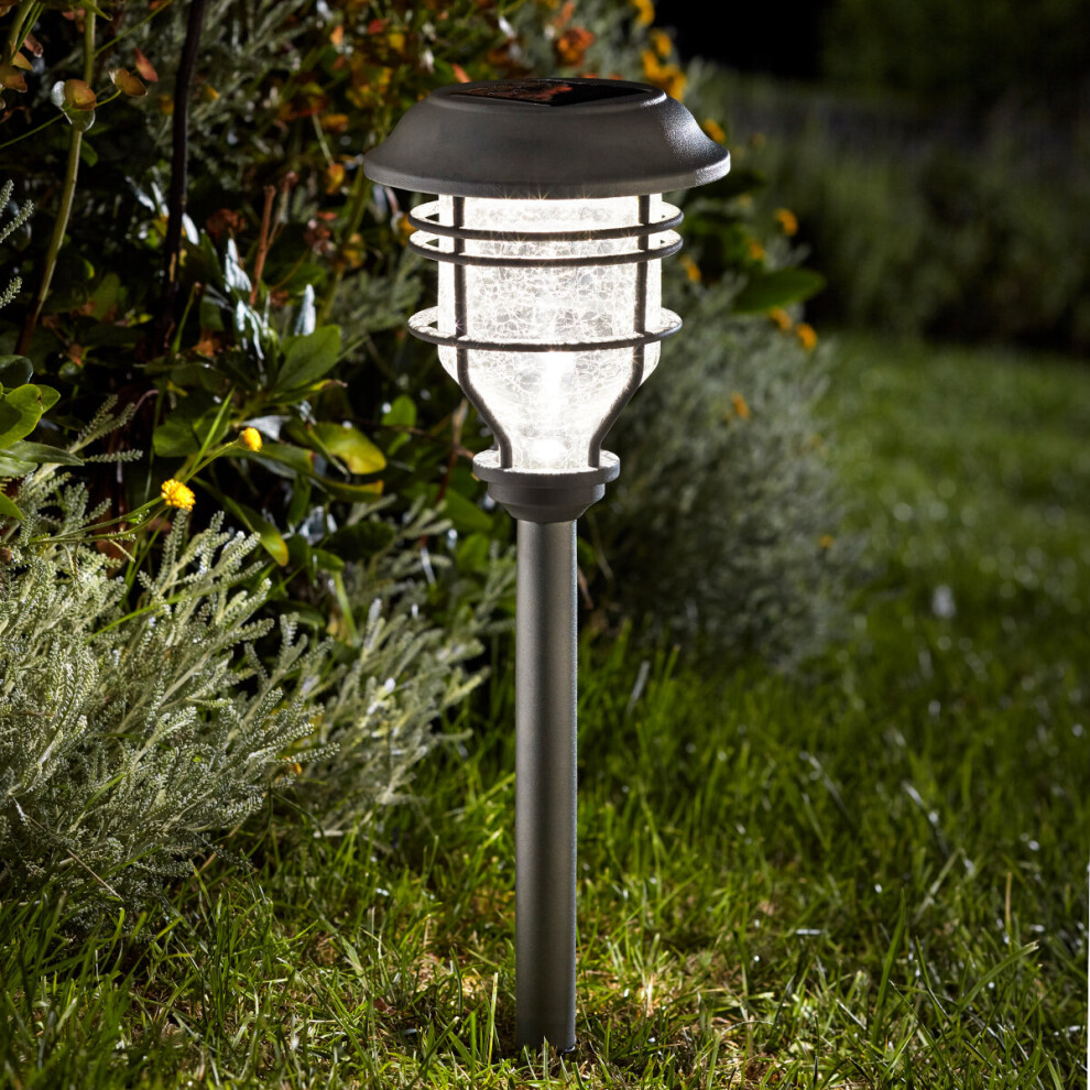 48cm Solar Power Capri LED Stake Light Crackle Glass | Outdoor Garden Pathway Decoration