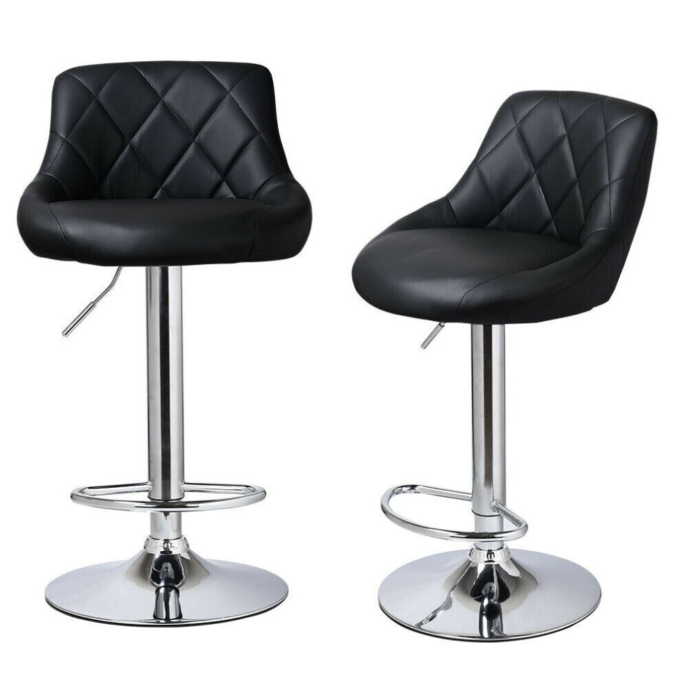 (Black) 2 X PU Leather Swivel Gas Lift Bar Stools Kitchen,Breakfast, Pub Black, Grey UK