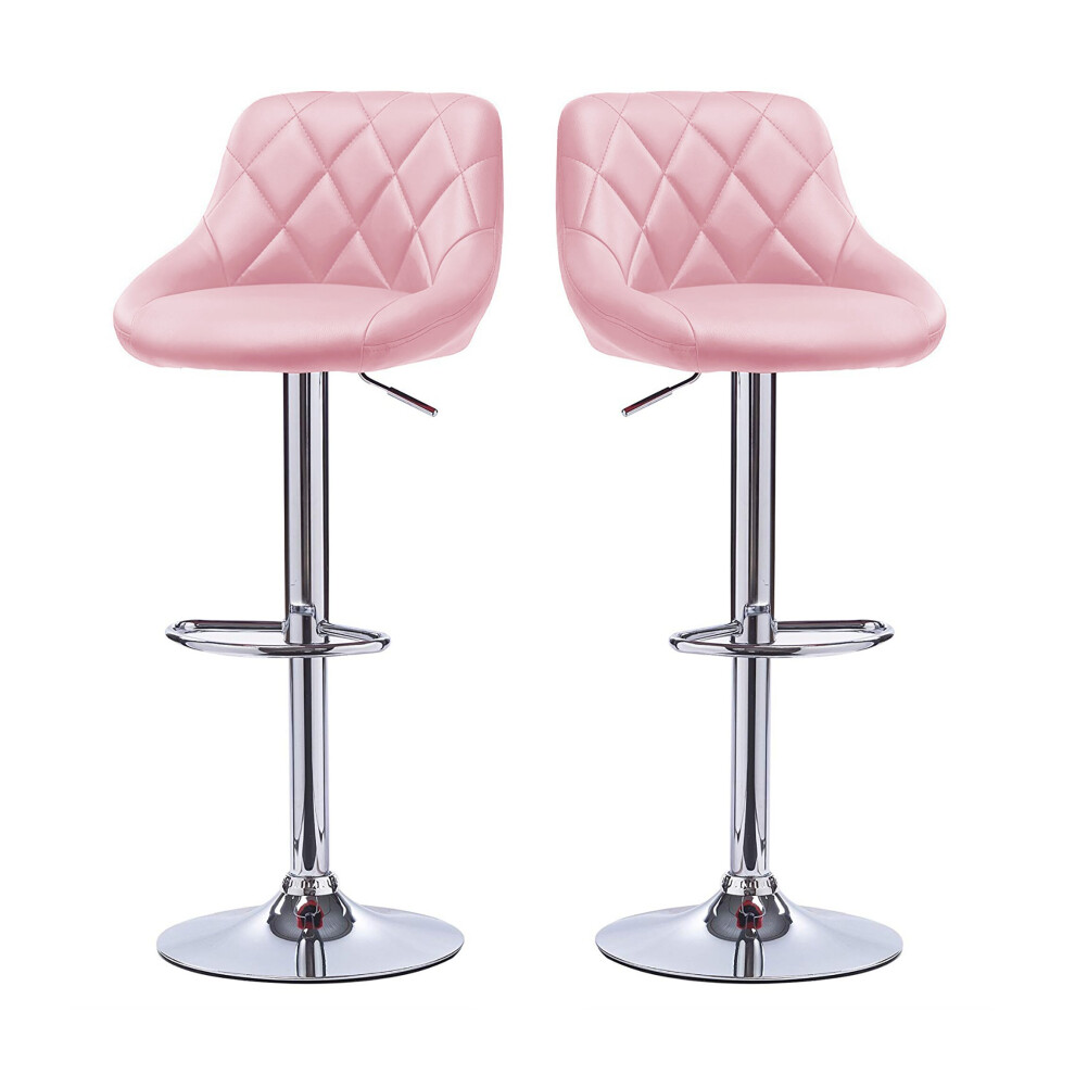 (Pink) 2 X PU Leather Swivel Gas Lift Bar Stools Kitchen,Breakfast, Pub Black, Grey UK