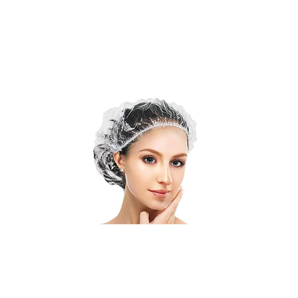 100PCS Disposable Extra Large Shower Caps, Plastic Elastic Bath Cap for Home Use, Hotel, Spa, and Hair Salon