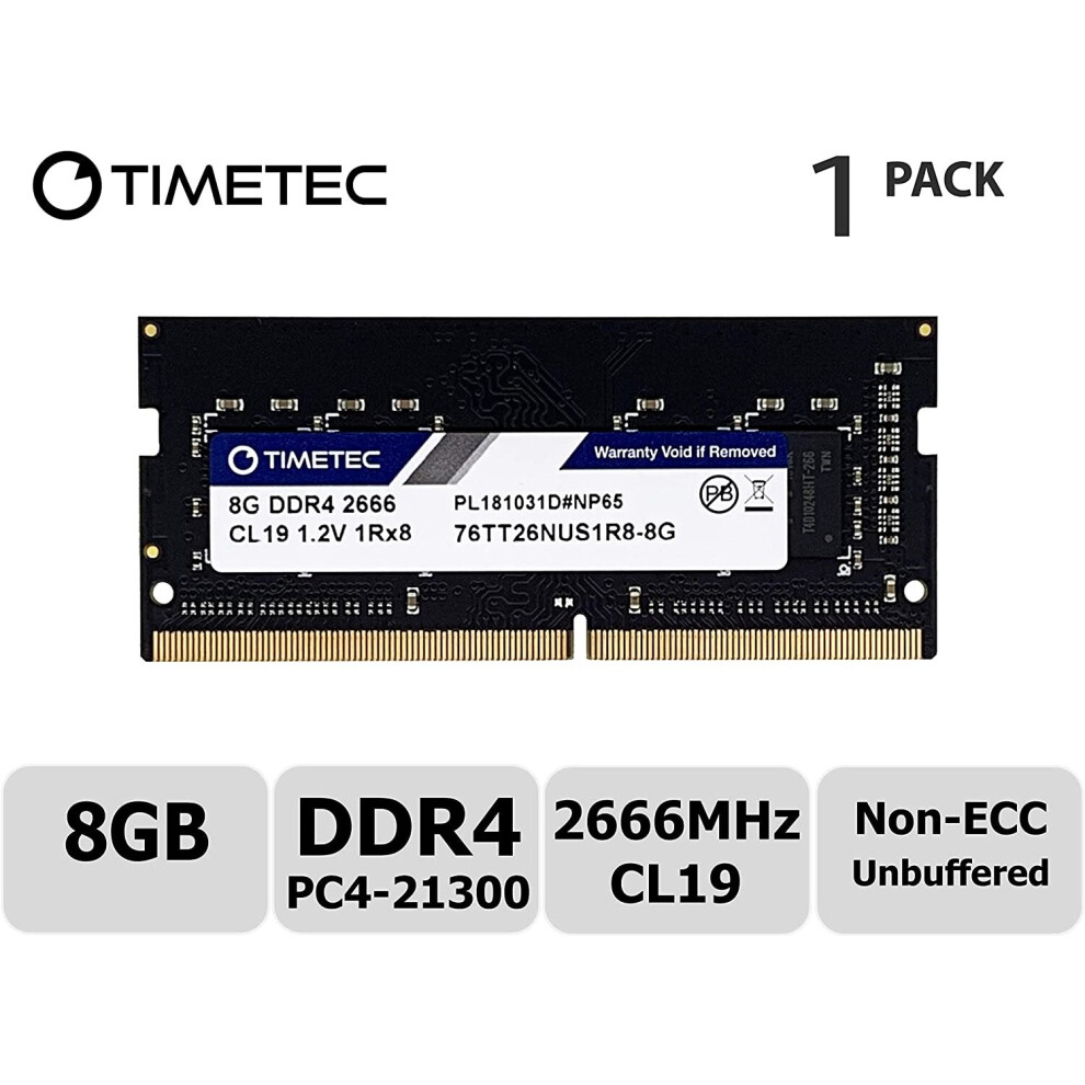 Timetec Hynix Ic Ddr4 2666Mhz Pc4-21300 Unbuffered Non-Ecc 1.2V Cl19 1Rx8 Single Rank 260 Pin Sodimm Laptop Notebook Computer Memory Ram Module 765441340770